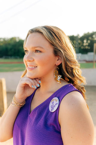 Gold Tiger Acrylic Earrings - Select Trends Boutique