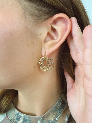 Gold Tiger Face Earrings | Select Trends Boutique