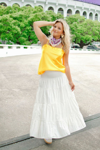 Golden Satin Square Neck Cami | Select Trends Boutique