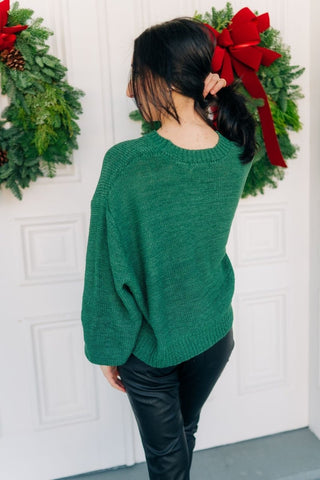 Green Balloon Sleeve Sweater | Select Trends Boutique
