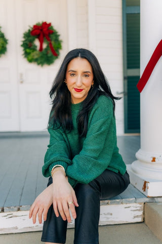 Green Balloon Sleeve Sweater | Select Trends Boutique