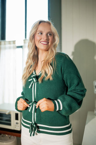 Green Bow Front Cardigan | Select Trends Boutique