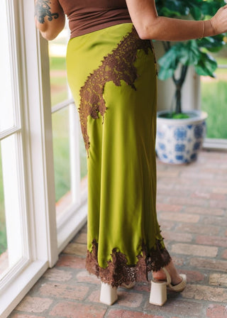 Green & Brown Lace Maxi Skirt | Select Trends Boutique
