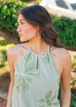 Green Flower Halter Mini Dress | Select Trends Boutique