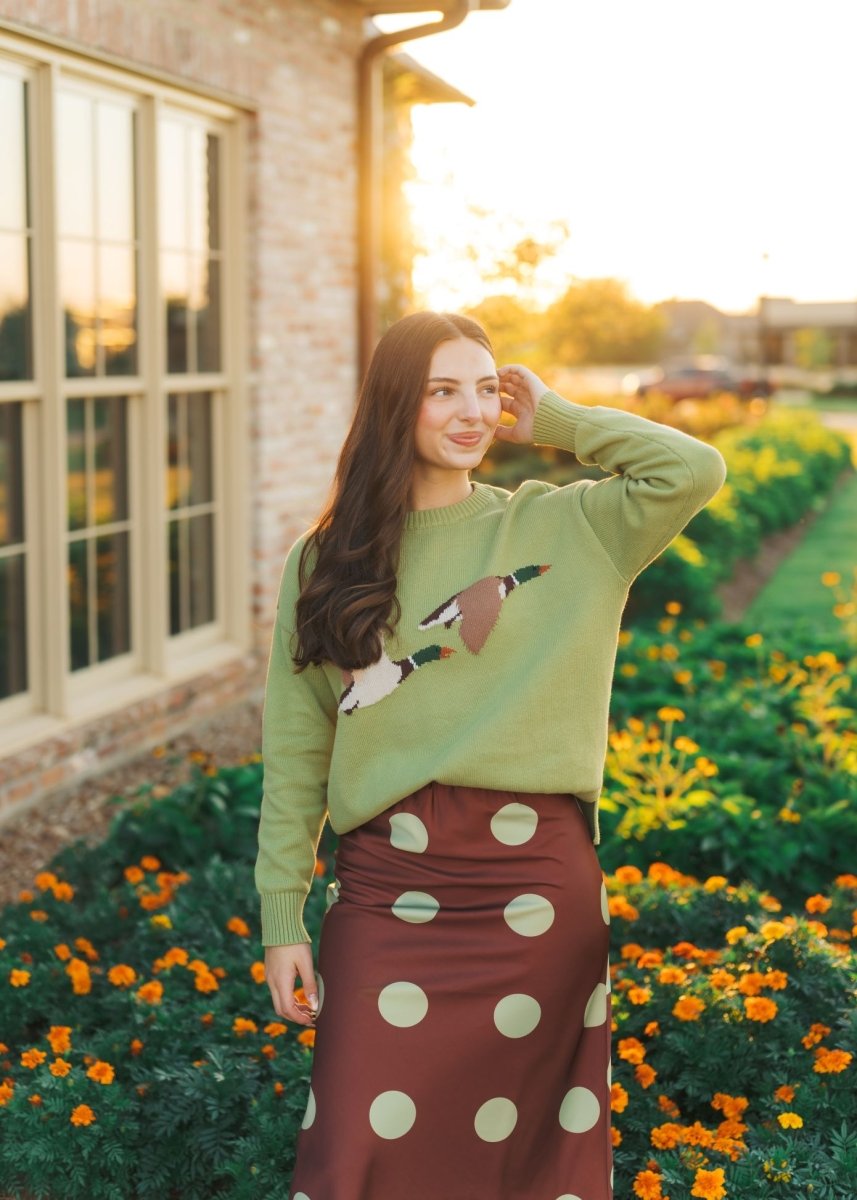 Green Flying Duck Knit Sweater
