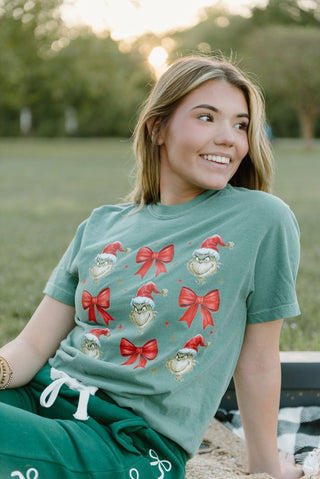 Green Grinch Coquette Graphic Tee