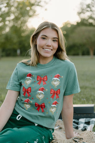 Green Grinch Coquette Graphic Tee