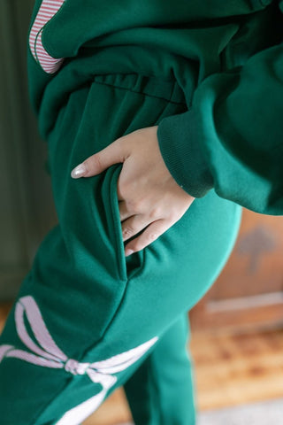 Green Holiday Ribbon Top & Pant Set | Select Trends Boutique