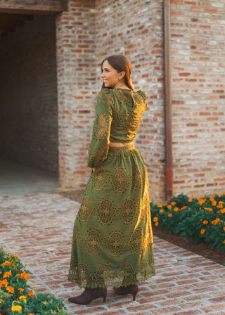 Green Lace Blouse & Maxi Skirt Set | Select Trends Boutique