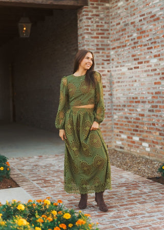 Green Lace Blouse & Maxi Skirt Set | Select Trends Boutique