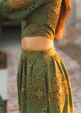 Green Lace Blouse & Maxi Skirt Set | Select Trends Boutique