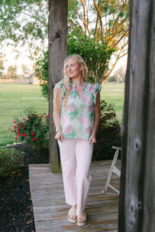 Green Marley Tropical Leaves Top | Select Trends Boutique