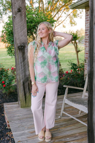 Green Marley Tropical Leaves Top | Select Trends Boutique