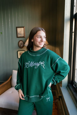 Green Merry Embroidered Lounge Set | Select Trends Boutique
