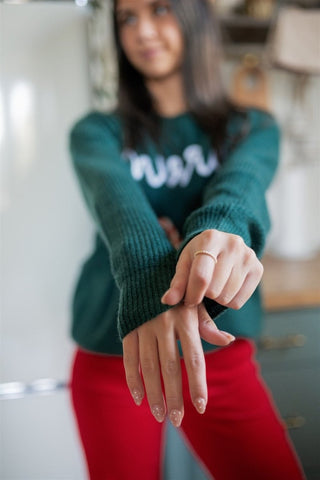 Green Merry Embroidered Sweater | Select Trends Boutique