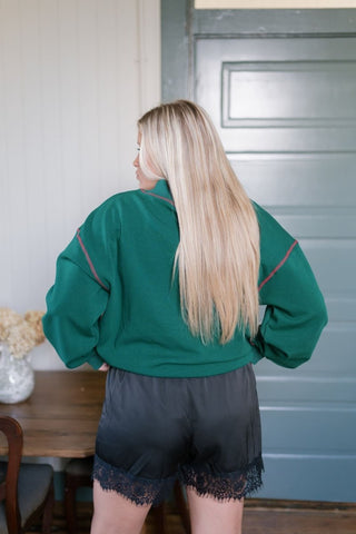 Green Merry Plaid Embroidered Sweatshirt | Select Trends Boutique