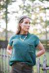 Green Mock Neck Short Sleeve Knit Top - Select Trends Boutique