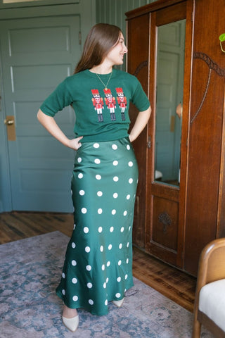 Green Nutcracker Knit Short Sleeve Top | Select Trends Boutique