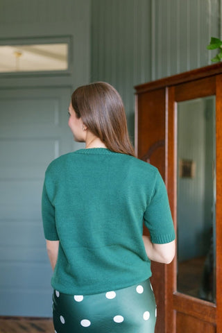 Green Nutcracker Knit Short Sleeve Top | Select Trends Boutique