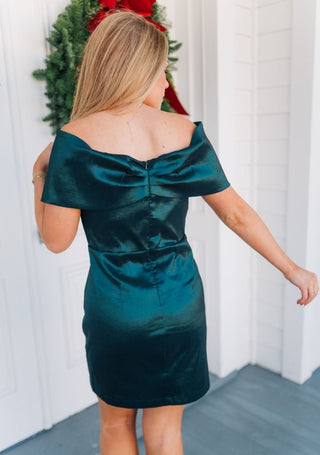 Green Off The Shoulder Fitted Dress | Select Trends Boutique