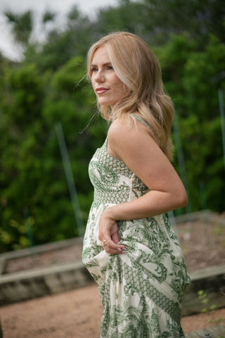 Green Paisley Tiered Maxi Dress | Select Trends Boutique