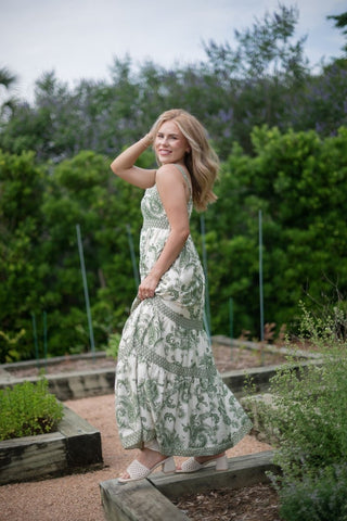 Green Paisley Tiered Maxi Dress | Select Trends Boutique