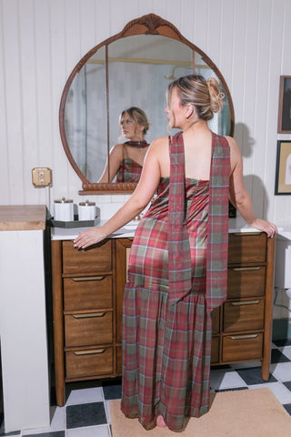 Green & Red Plaid Scarf Maxi Dress | Select Trends Boutique