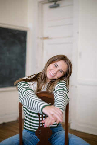 Green Striped Bow Front Sweater - Select Trends Boutique