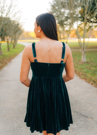Green Velvet Bow Front Mini Dress - Select Trends Boutique