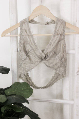 Grey Floral Lace Bralette