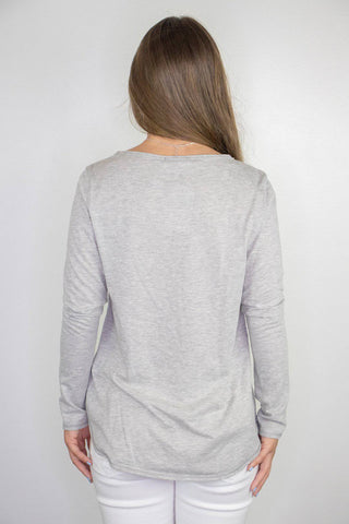 Grey Long Sleeve Tiger Top