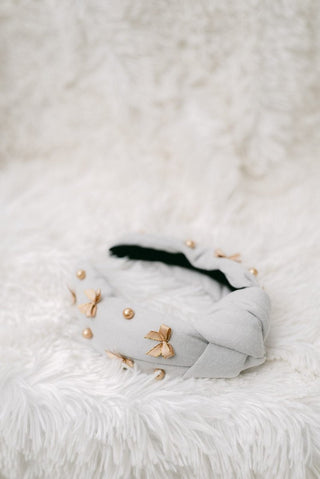 Grey Mini Bow Headband | Select Trends Boutique
