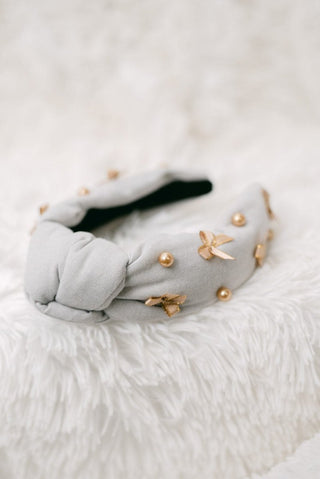 Grey Mini Bow Headband | Select Trends Boutique