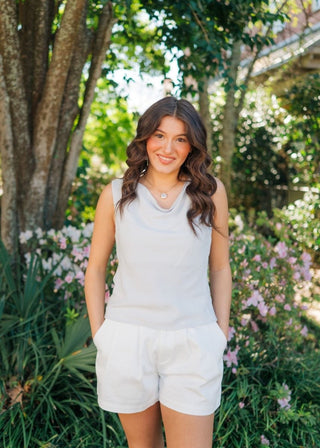 Grey Twisted Shoulder Sleeveless Top | Select Trends Boutique
