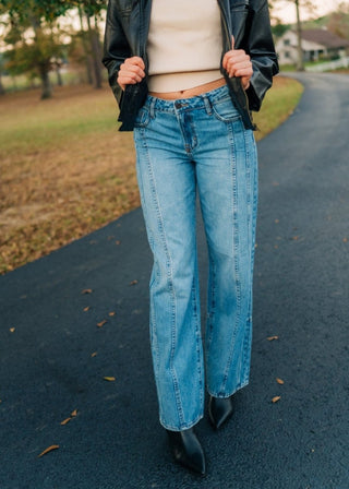 Hidden Front Seam Medium Wash Dad Jean | Select Trends Boutique