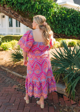 Hot Pink Eyelet Lace Set Midi Skirt | Select Trends Boutique