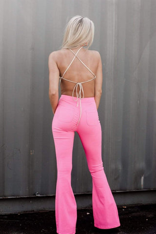 Hot Pink Super Stretch Flares | Select Trends Boutique