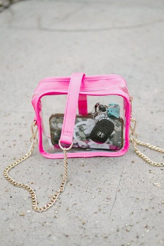 Hot Pink Trim Clear Crossbody | Select Trends Boutique