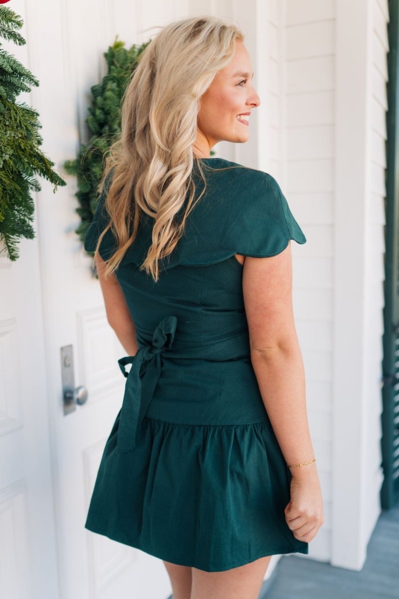 Hunter Green Collared Button Up Dress