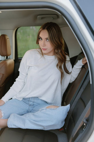 Ivory Basic Long Sleeve Sweater | Select Trends Boutique
