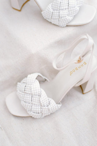 Ivory Braided Pearl Strap Heels | Select Trends Boutique