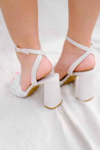 Ivory Braided Pearl Strap Heels | Select Trends Boutique