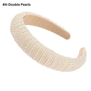 Ivory Double Beaded Pearl Headband | Select Trends Boutique