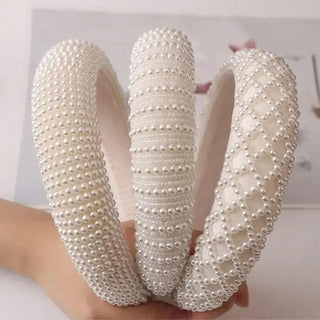 Ivory Double Beaded Pearl Headband | Select Trends Boutique