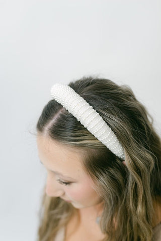Ivory Double Beaded Pearl Headband | Select Trends Boutique