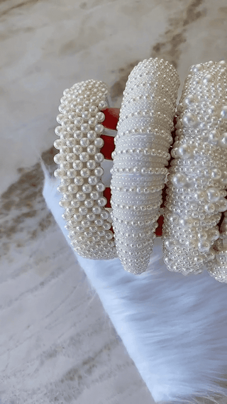 Ivory Double Beaded Pearl Headband | Select Trends Boutique