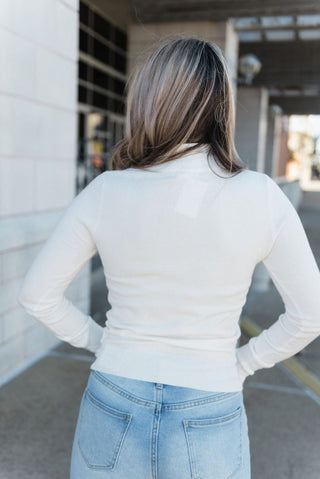 Ivory Long Sleeve Mock Neck Sweater | Select Trends Boutique
