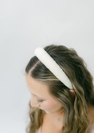 Ivory Mini Beaded Pearl Headband | Select Trends Boutique