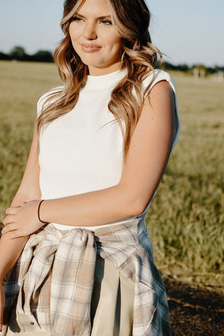 Ivory Power Shoulder Knit Top - Select Trends Boutique