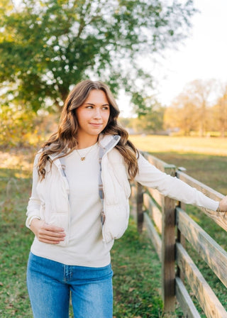 Ivory Reversable Puffer Vest | Select Trends Boutique